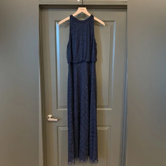 art deco beaded blouson dress with halter neckline Ruched Halter Maxi Dress – Haute Glam Boutique main image 1
